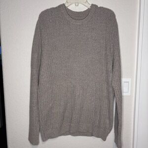 Hollister Men's Loose Weave Cotton Blend  Sweater‎ Khaki  Color,  Size Large